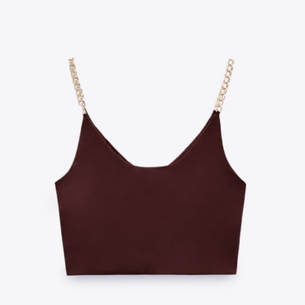 *🛒 FREE WITH PURCHASE* Zara Burgundy Chain Strap Top - Picture 17 of 17